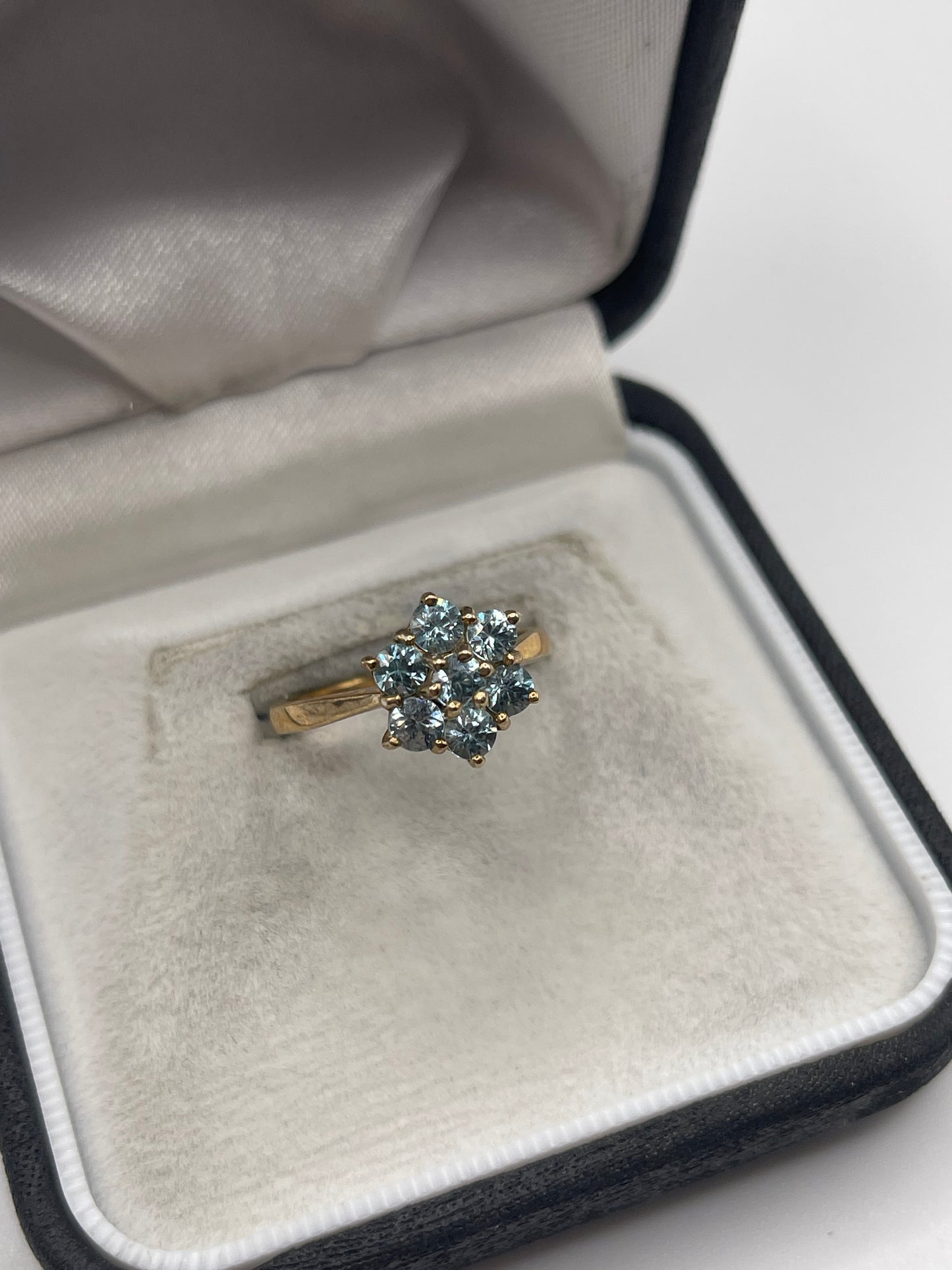 9ct gold blue zircon cluster ring