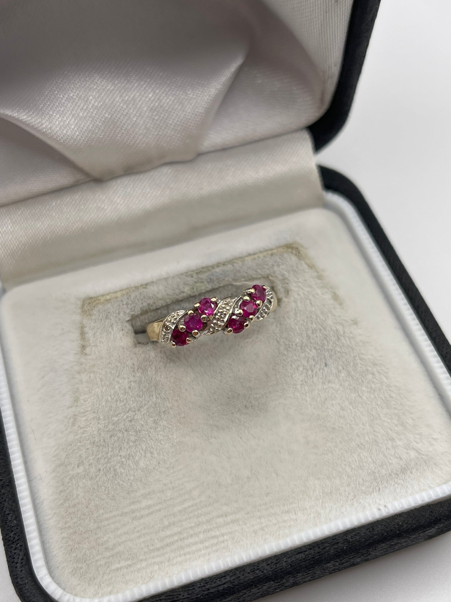 9ct gold ruby and diamond ring