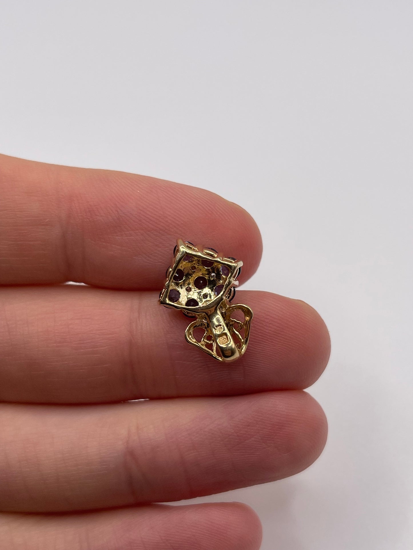9ct gold iolite and diamond pendant