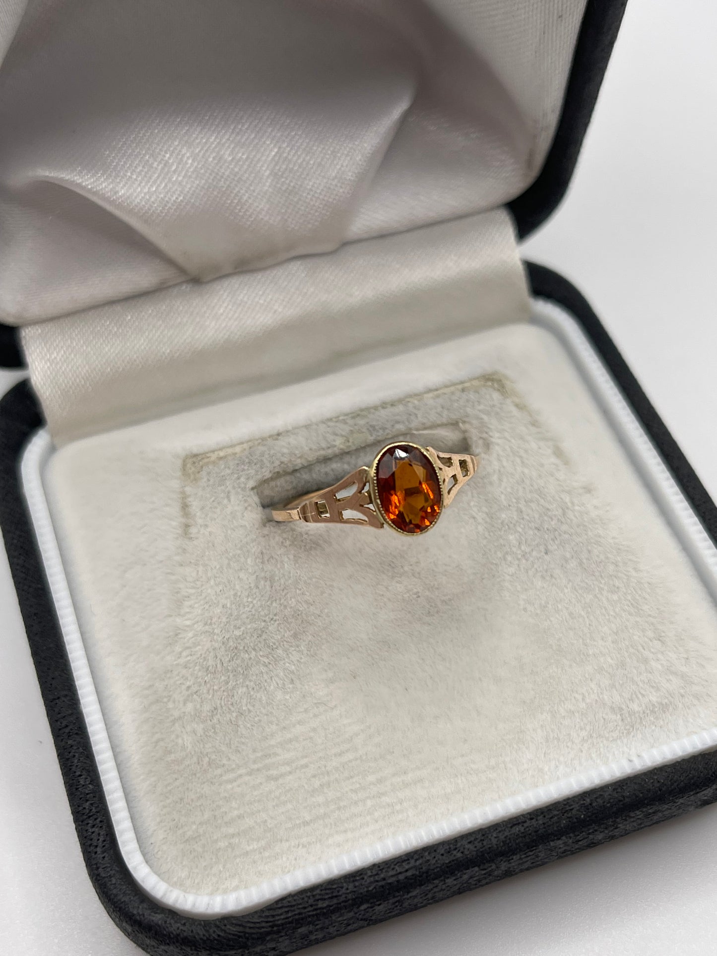 9ct rose gold citrine paste ring