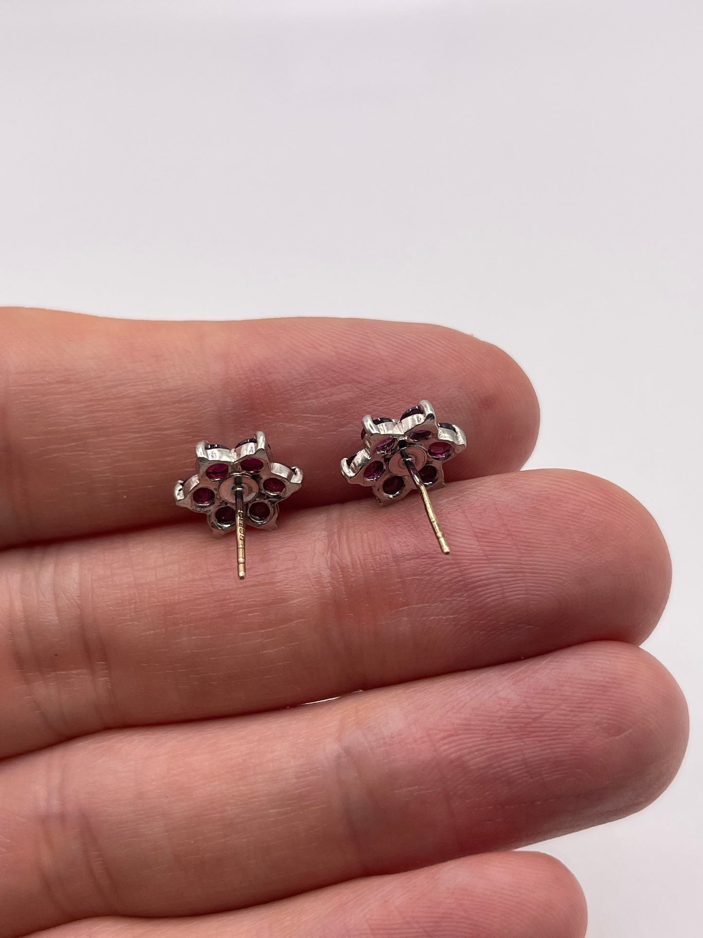 9ct white gold ruby and diamond earrings