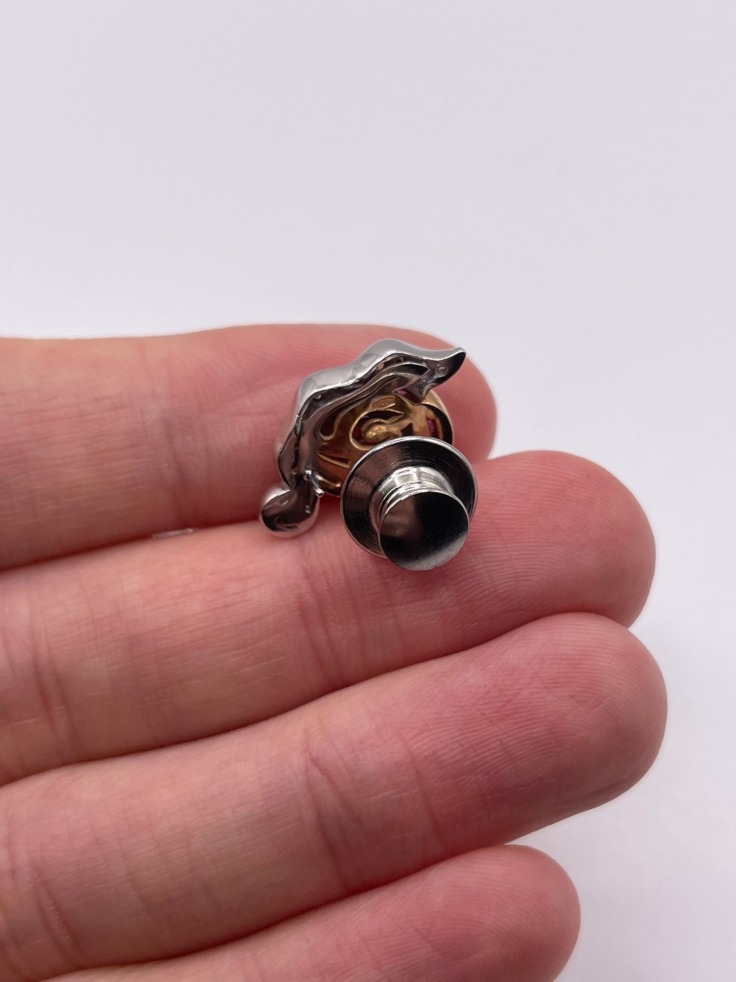 18ct two tone gold ruby and diamond snail pin