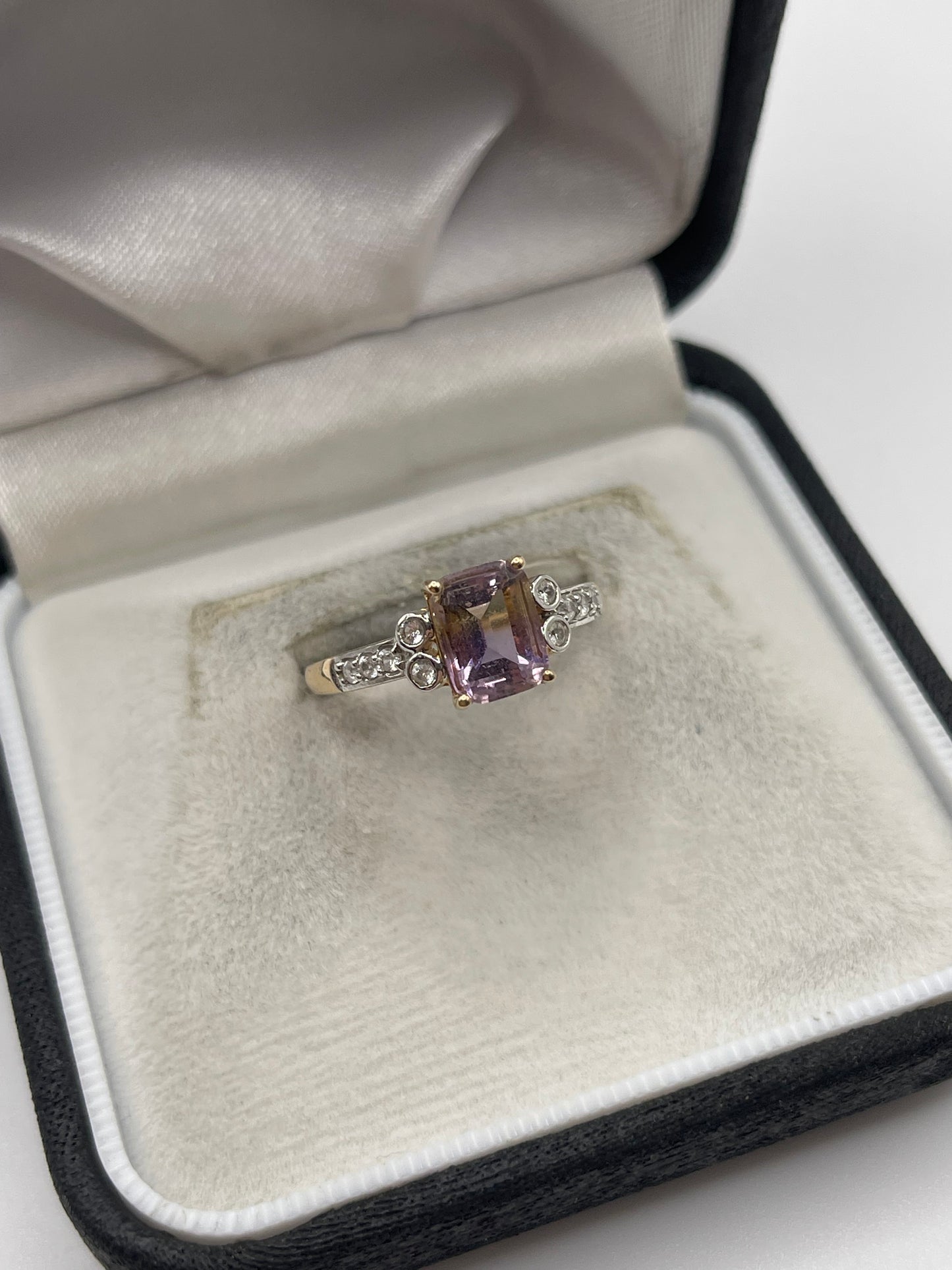 9ct gold ametrine and zircon ring