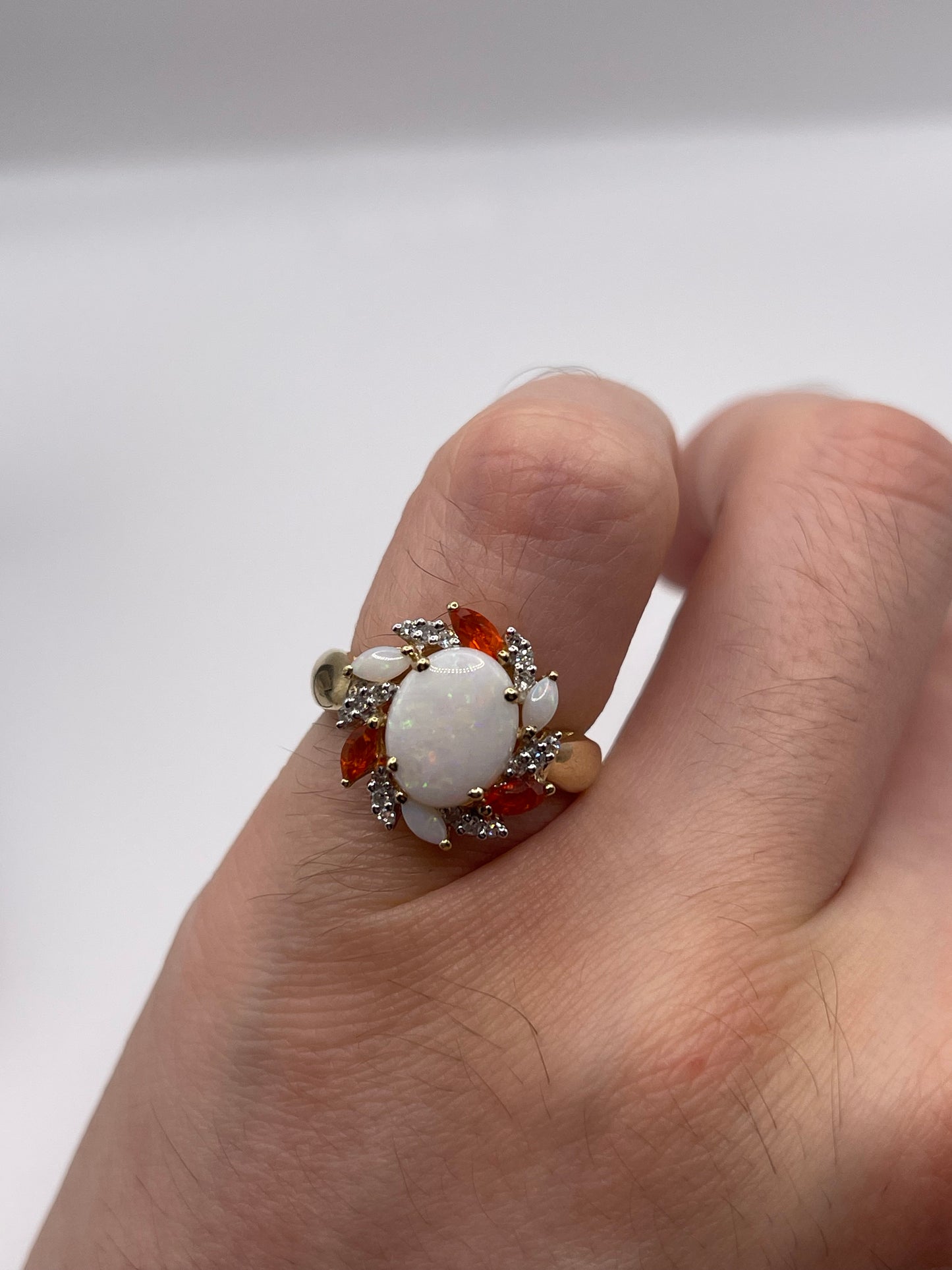9ct gold opal and diamond ring
