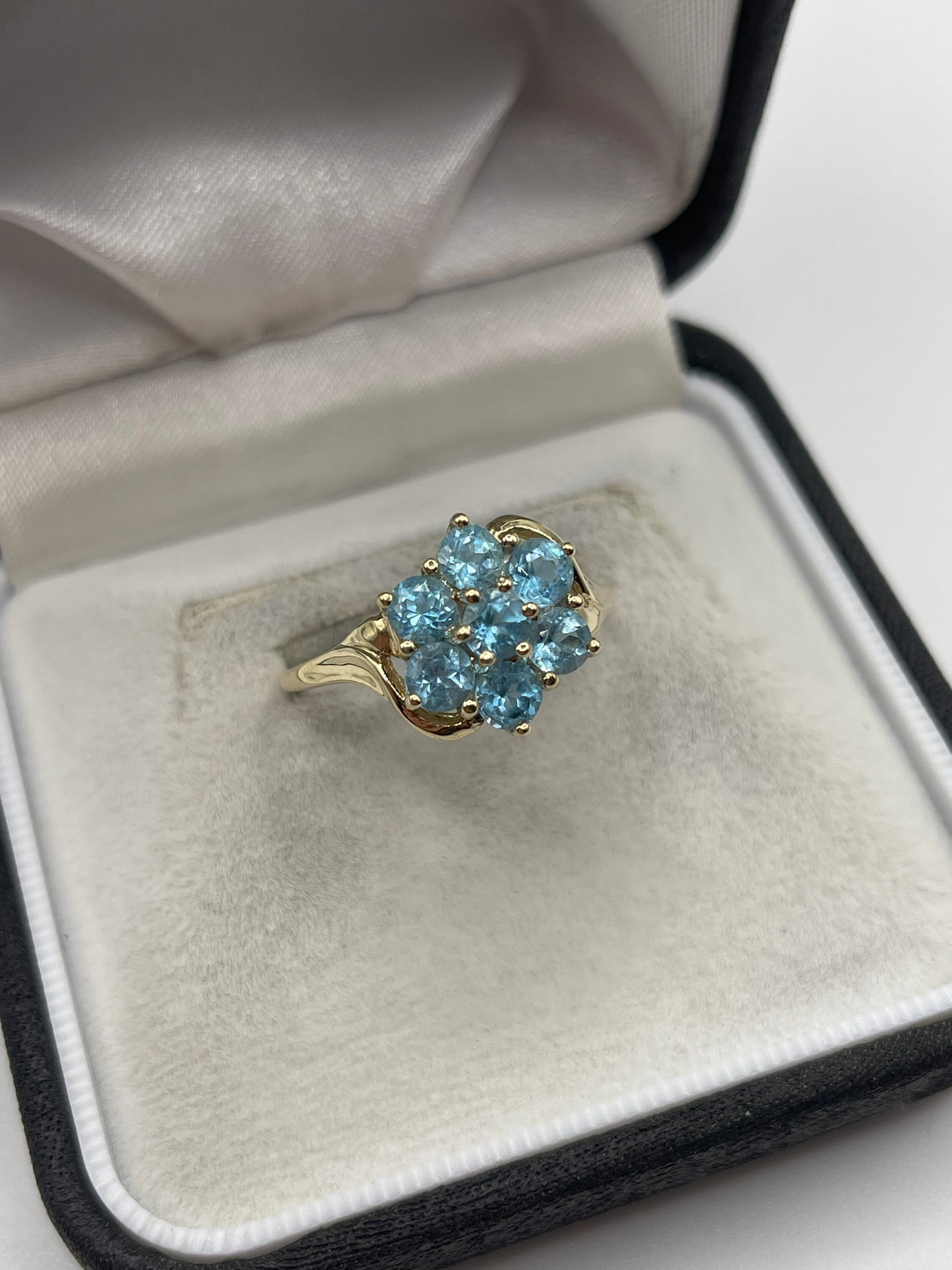 9ct gold blue topaz cluster ring