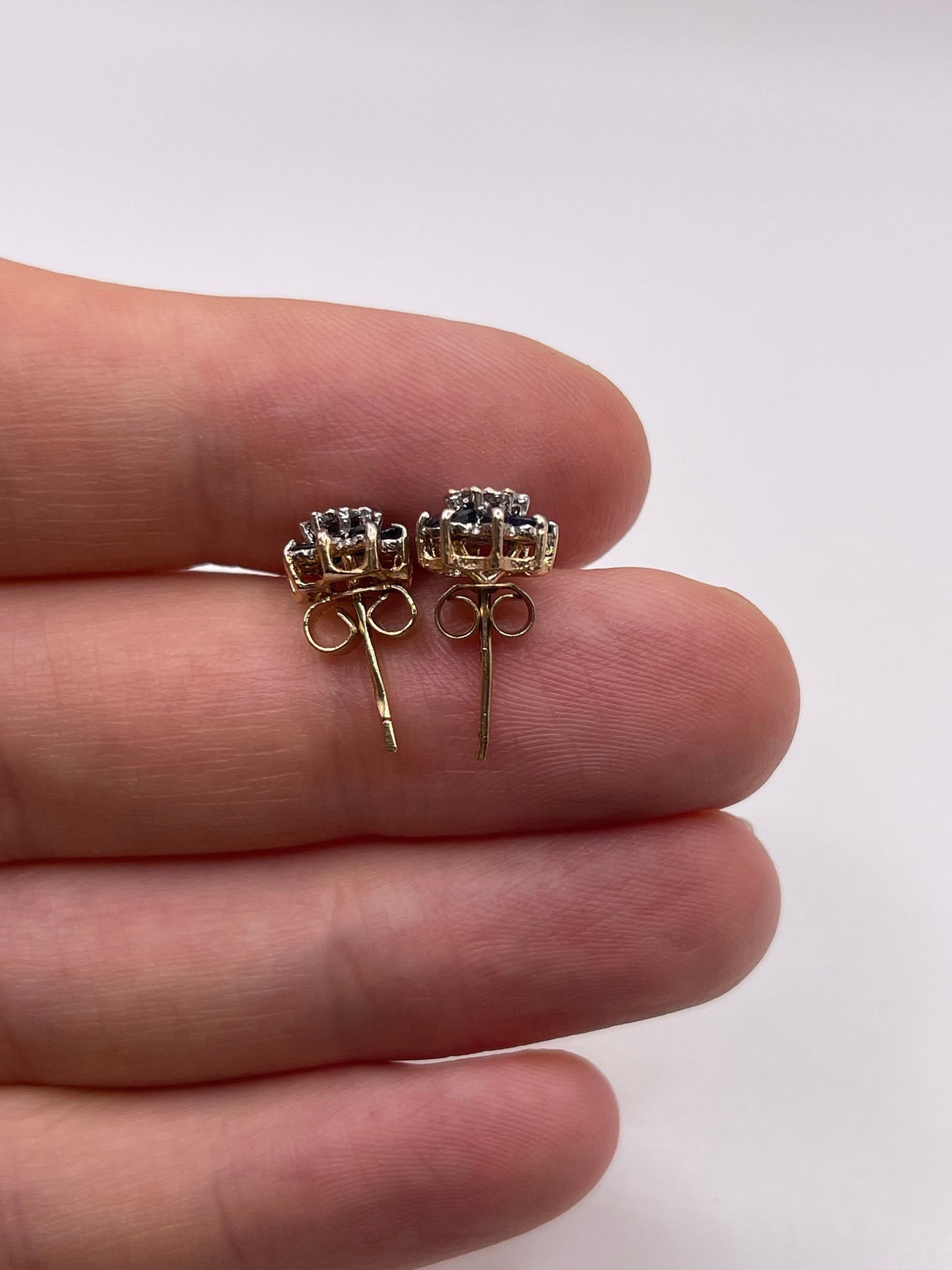 9ct gold sapphire and diamond earrings