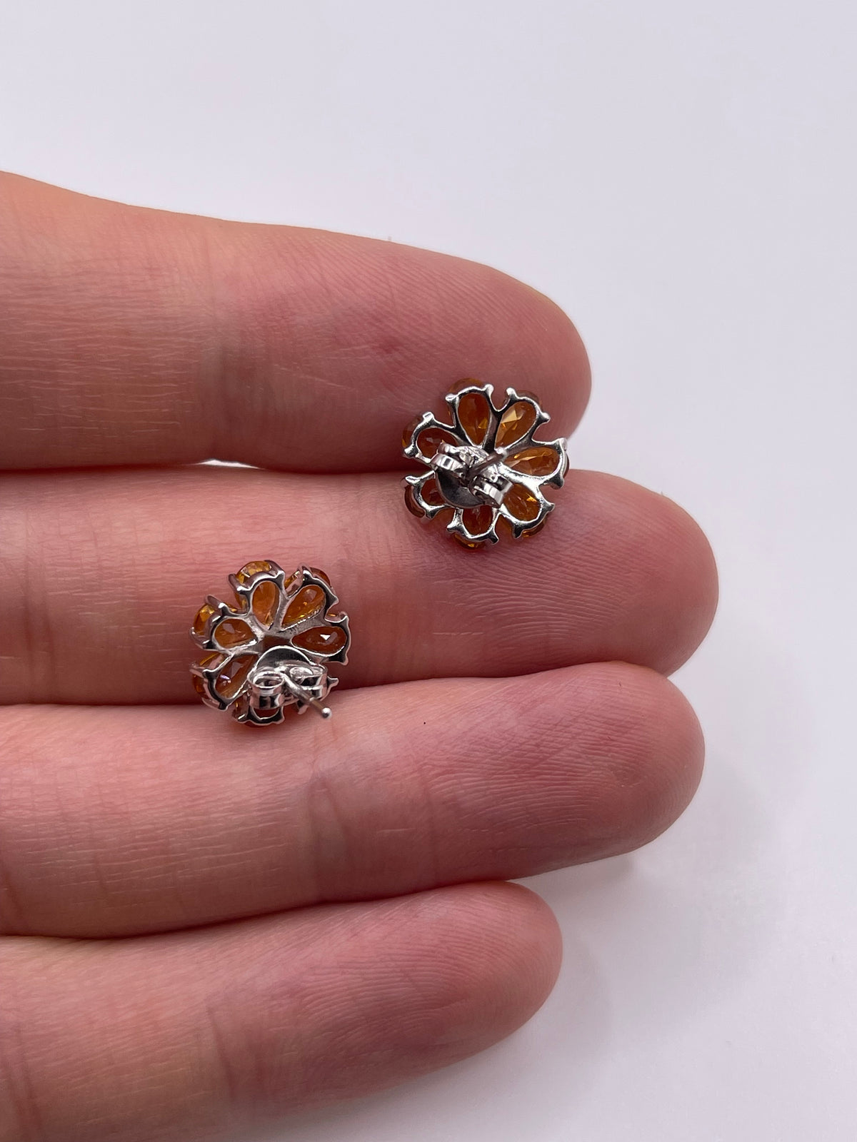 9ct white gold citrine earrings