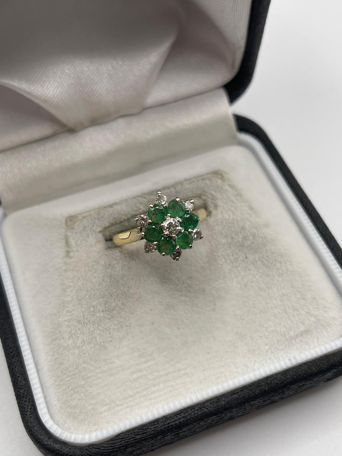 18ct gold emerald and diamond ring