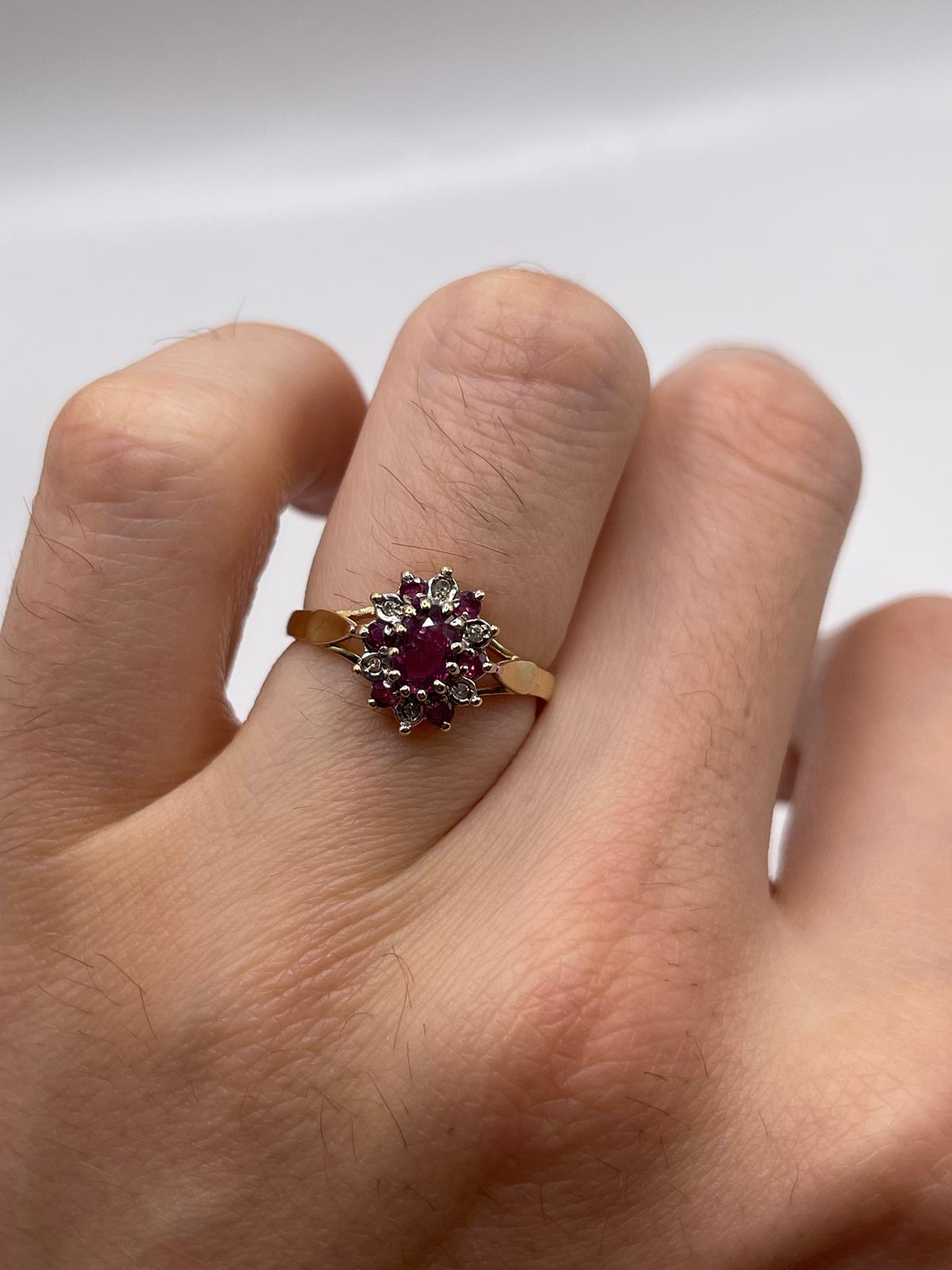 9ct gold ruby and diamond ring