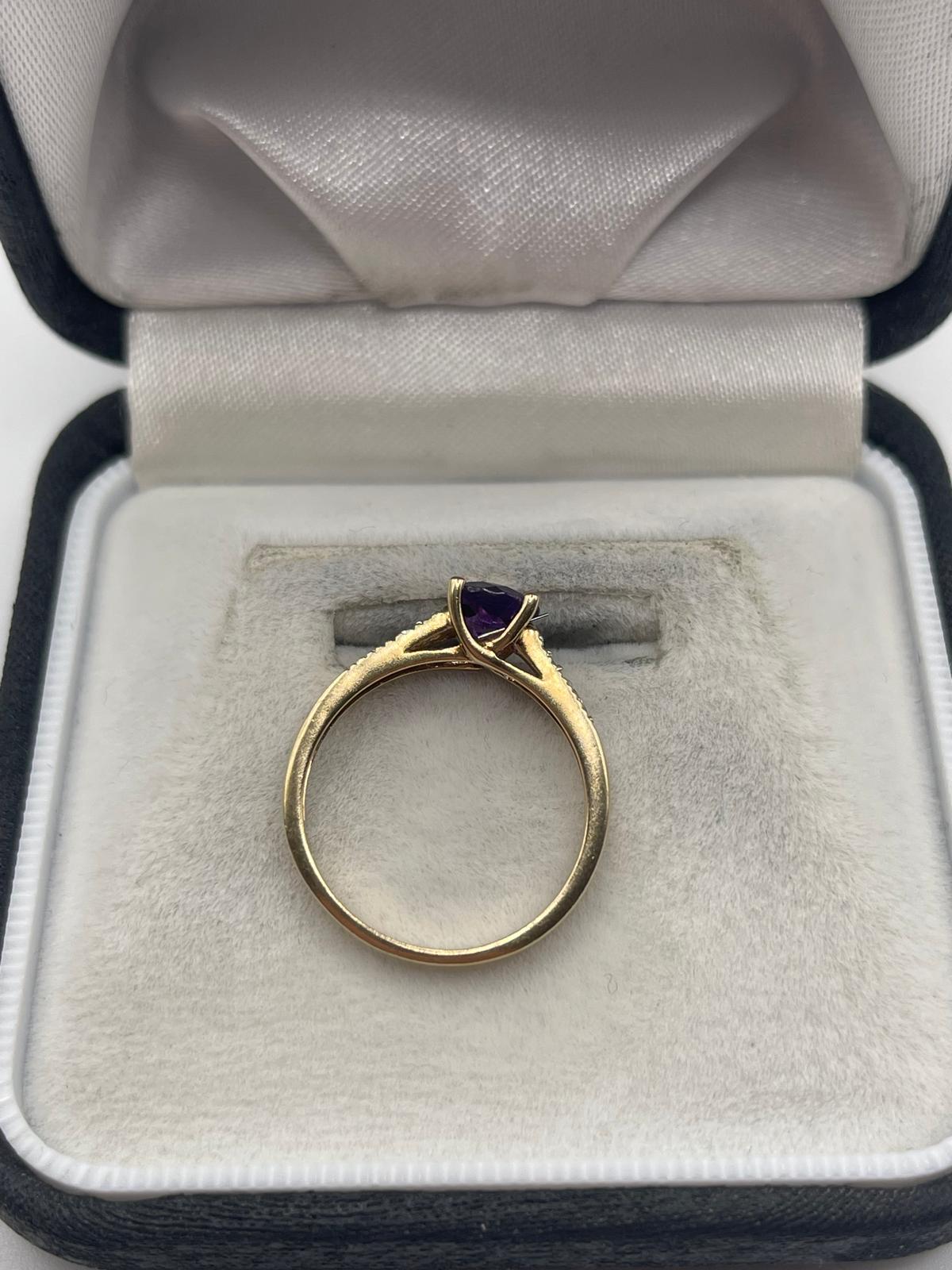 9ct gold amethyst and diamond ring
