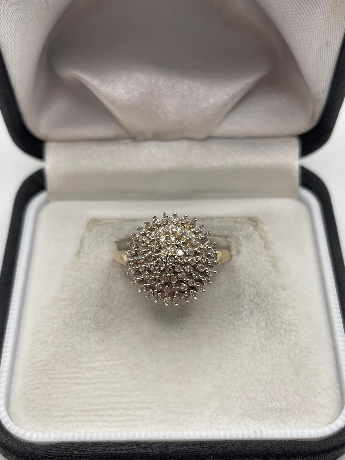9ct gold diamond cluster ring