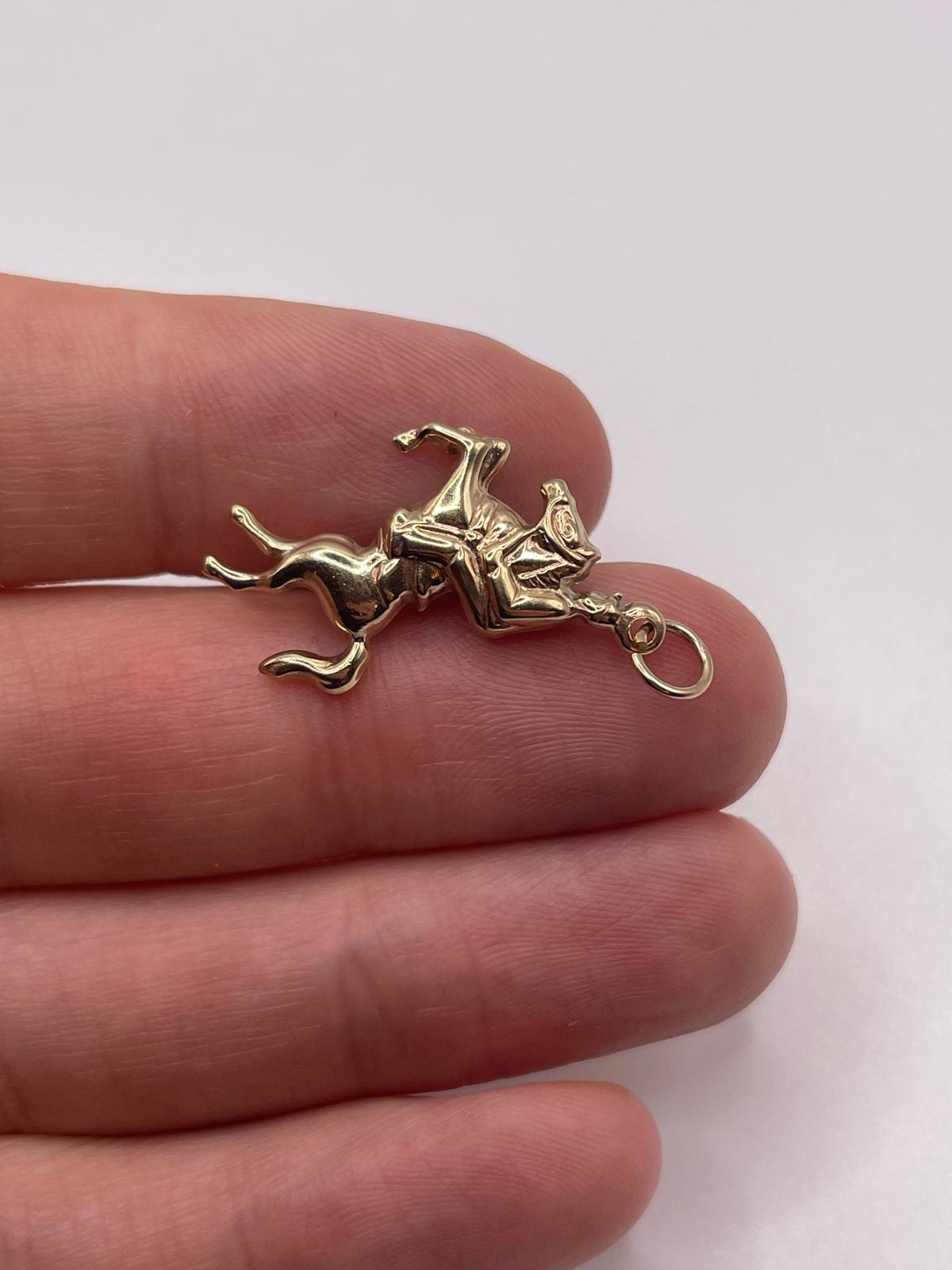 9ct gold jockey riding horse charm