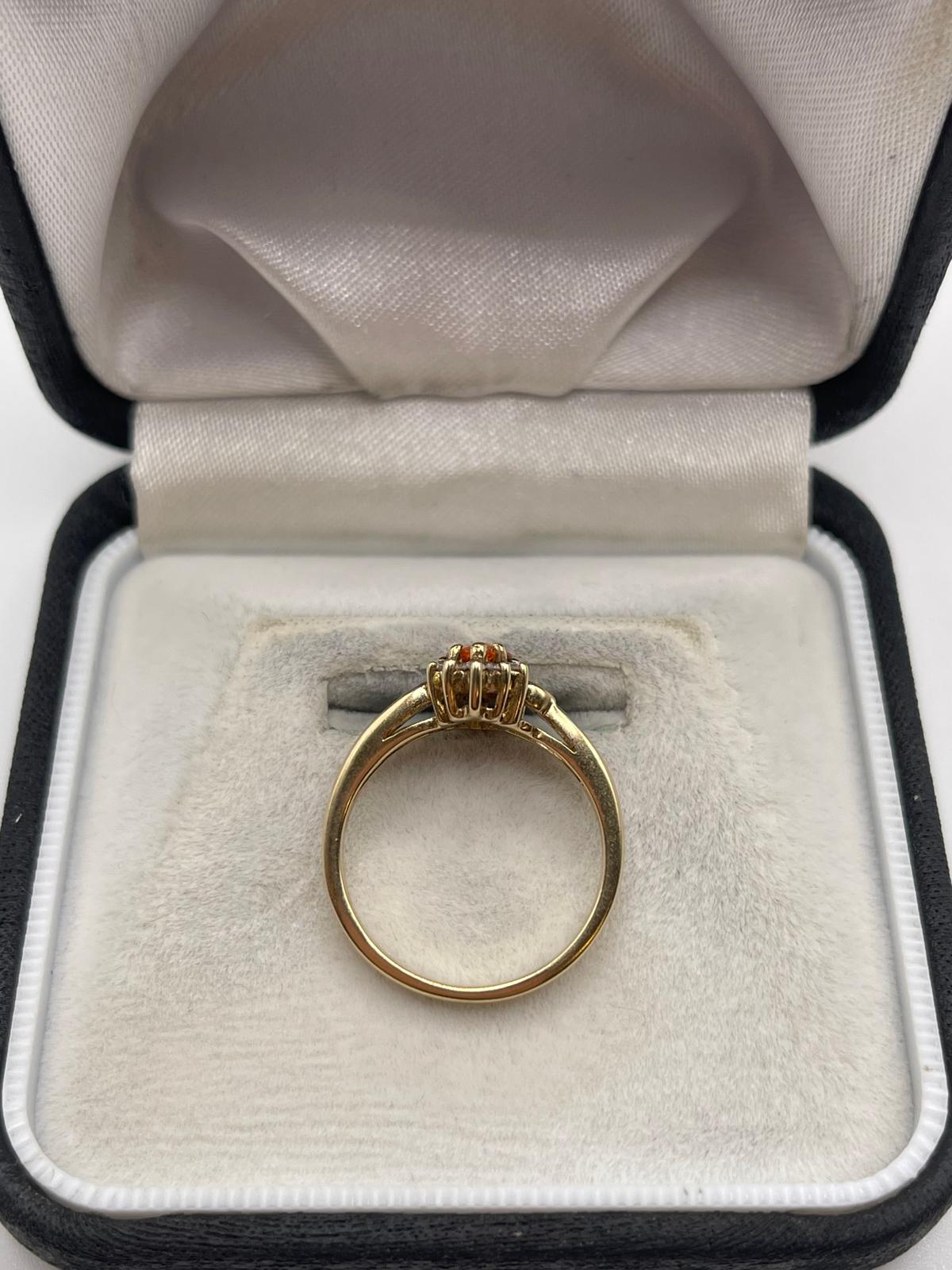 9ct gold orange sapphire and diamond ring