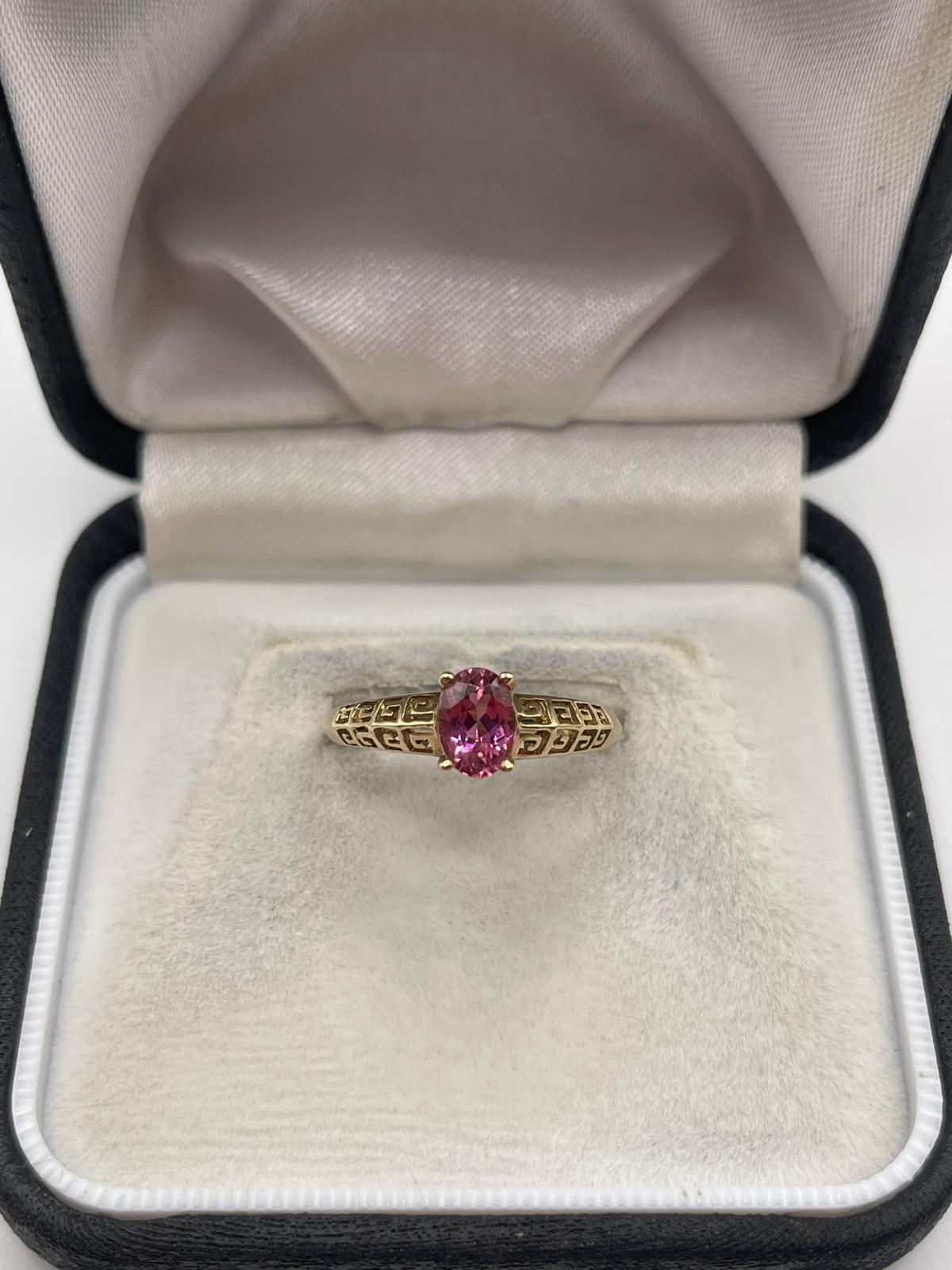 9ct gold tourmaline greek key ring
