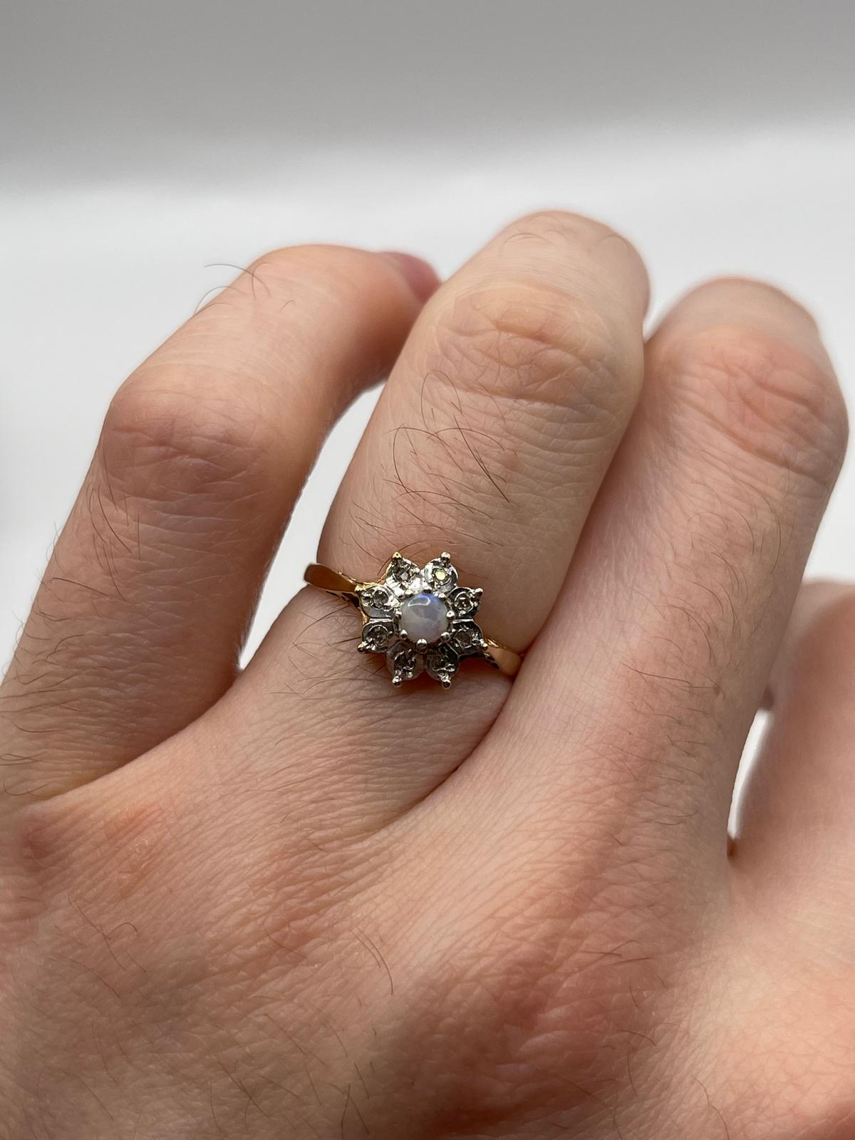 9ct gold opal and diamond ring