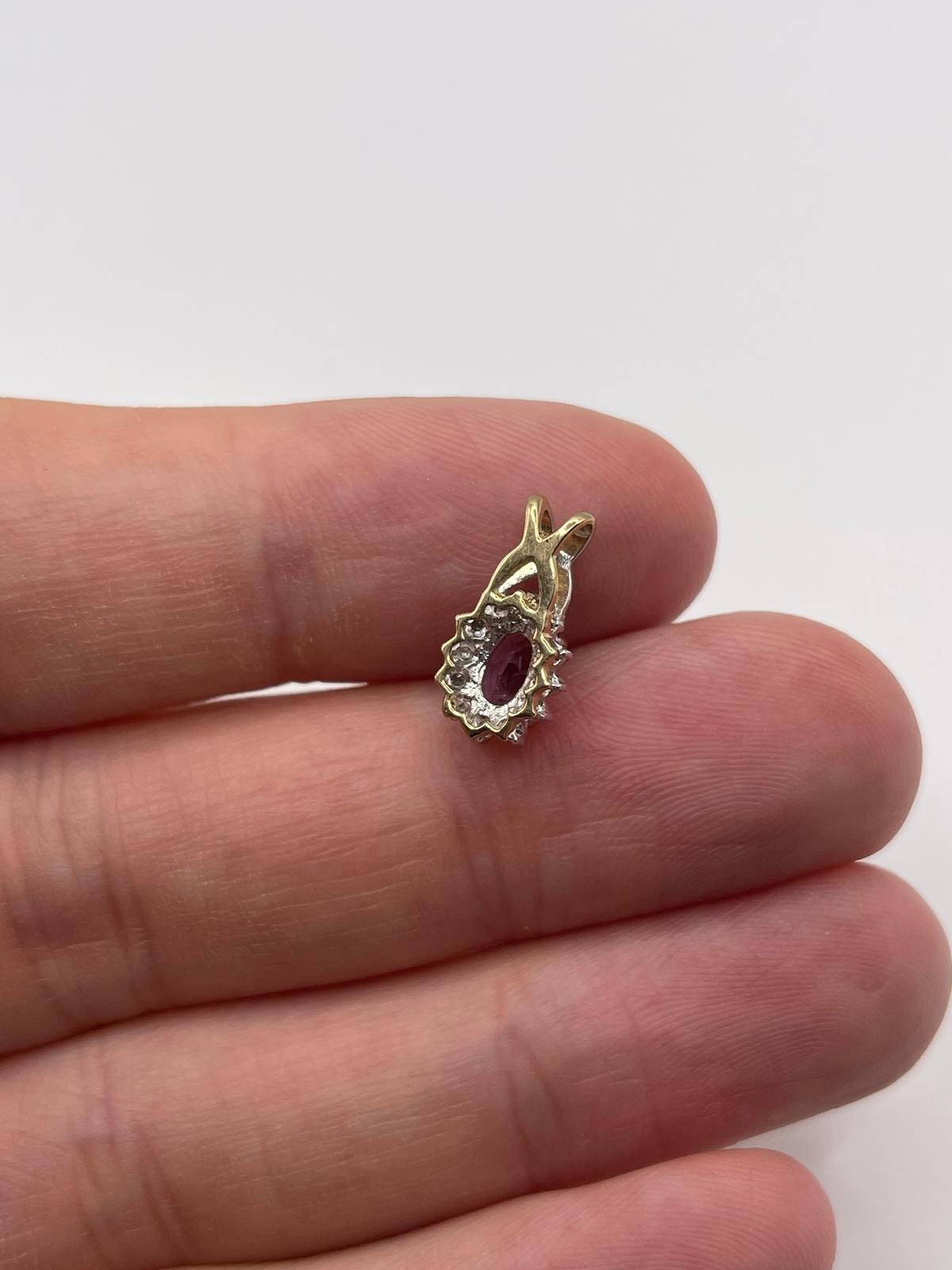 9ct white gold amethyst and diamond pendant