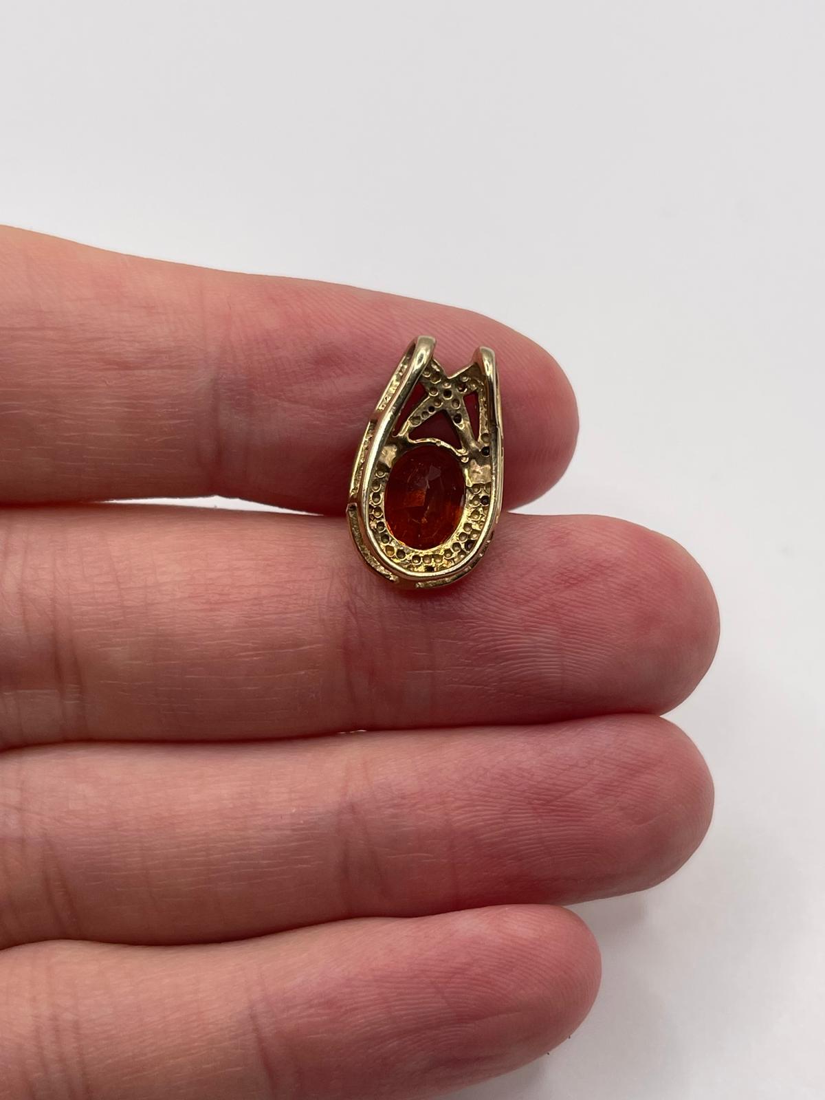 9ct gold fire opal and diamond pendant
