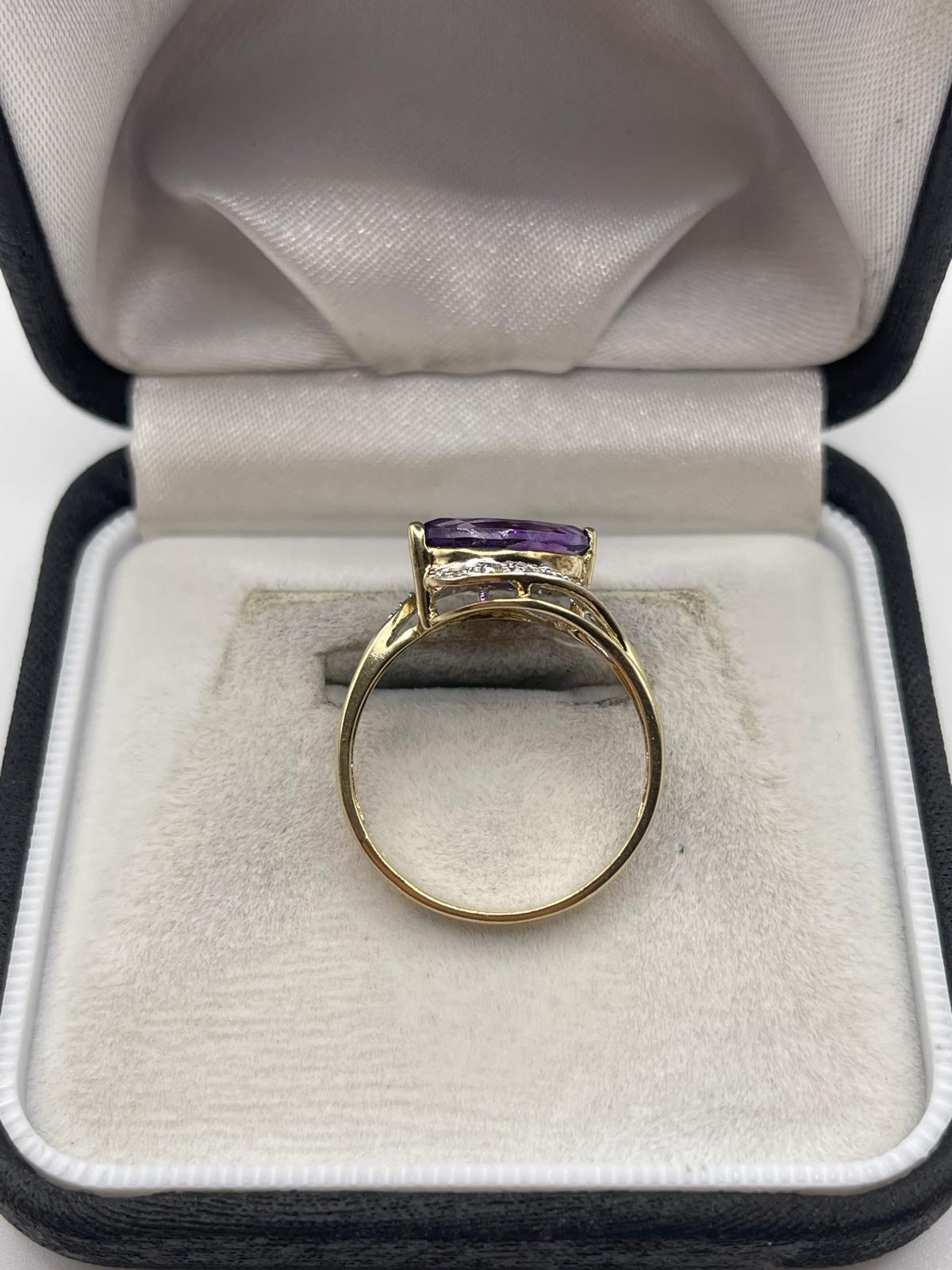 9ct gold amethyst and diamond ring