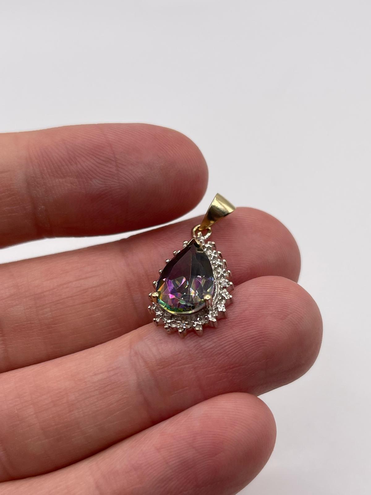 9ct gold topaz and diamond pendant