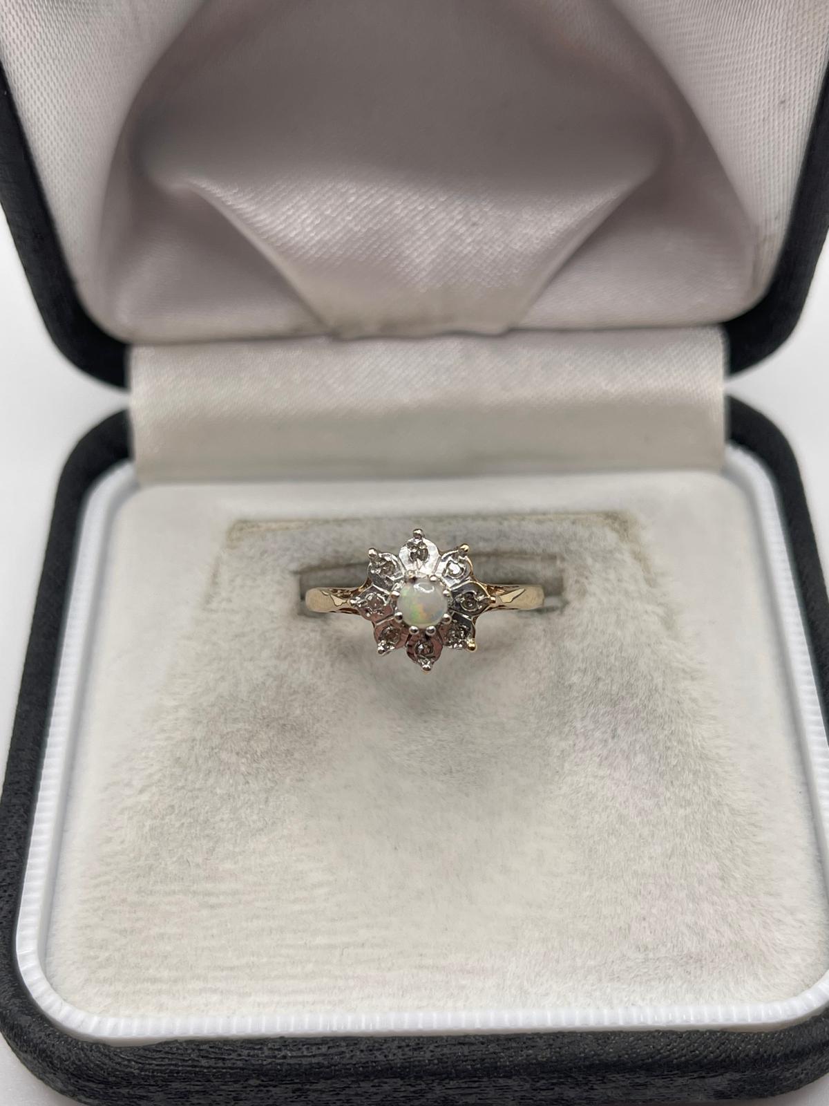 9ct gold opal and diamond ring