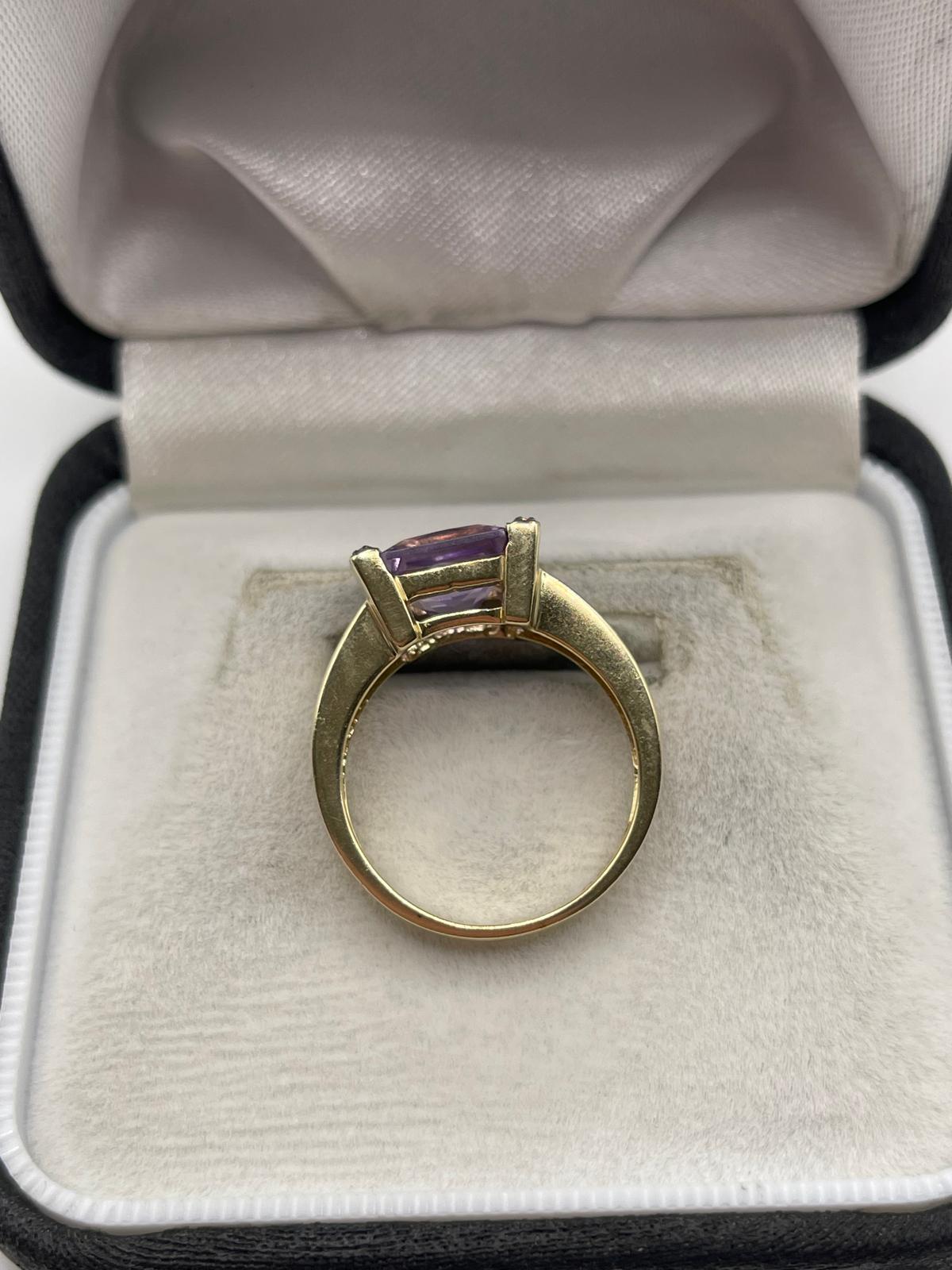 9ct gold amethyst and diamond ring