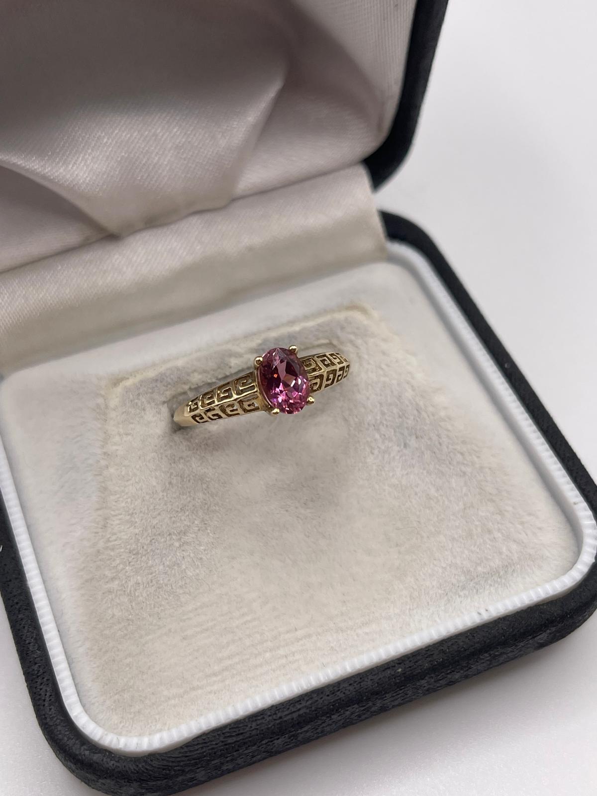 9ct gold tourmaline greek key ring