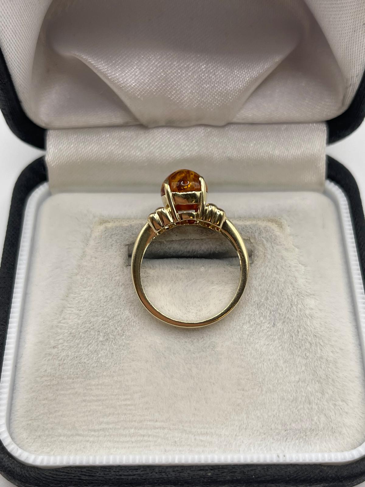 9ct gold amber ring