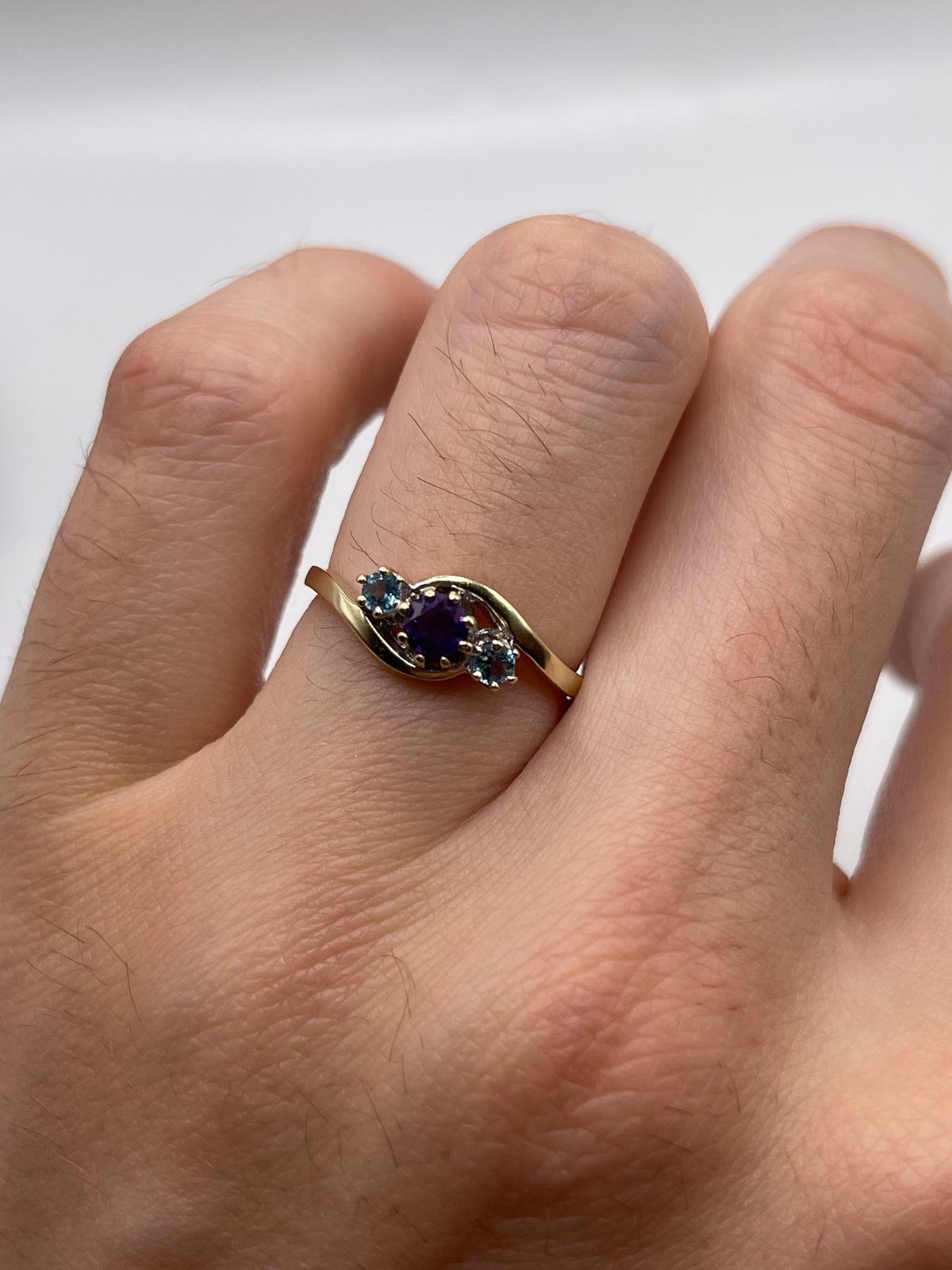 9ct gold amethyst and topaz ring