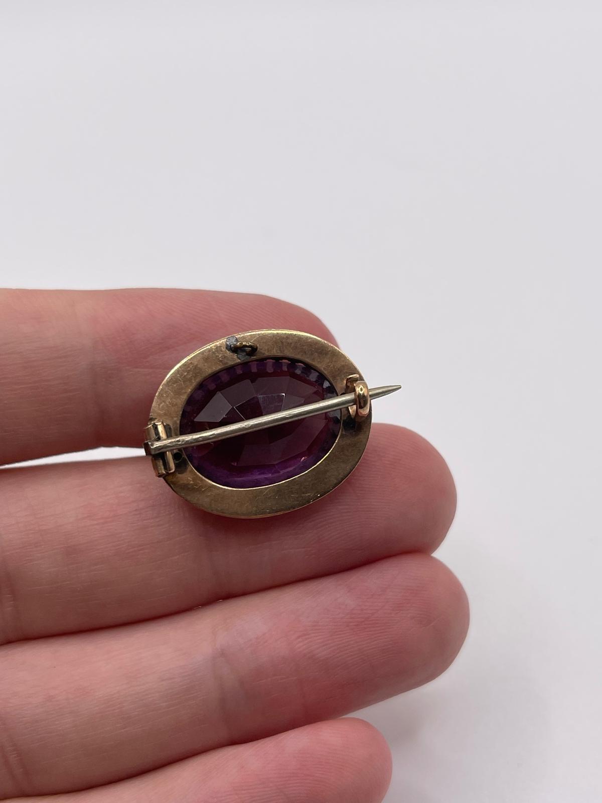 Antique 9ct gold amethyst brooch