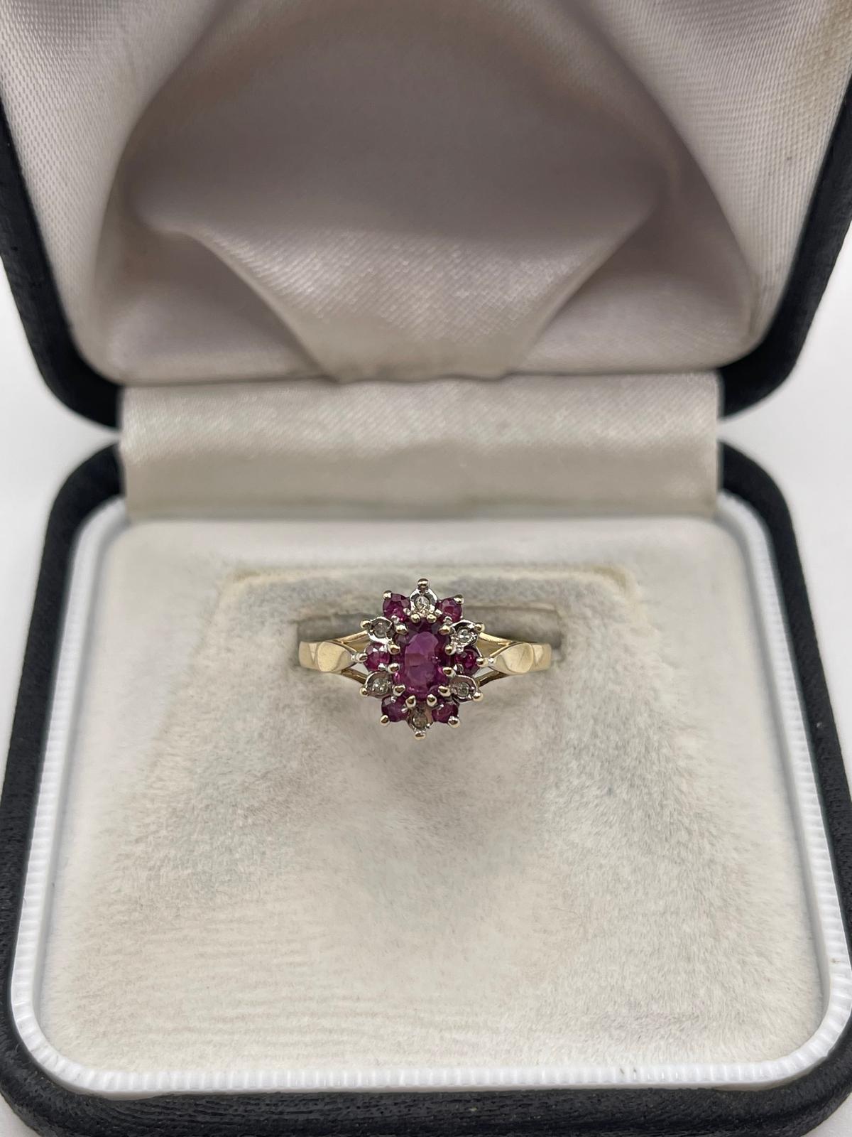 9ct gold ruby and diamond ring