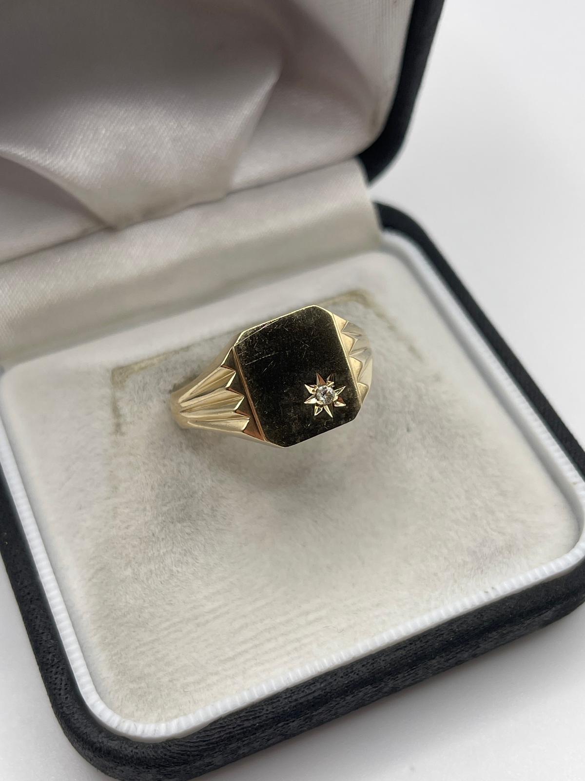 9ct gold diamond signet ring