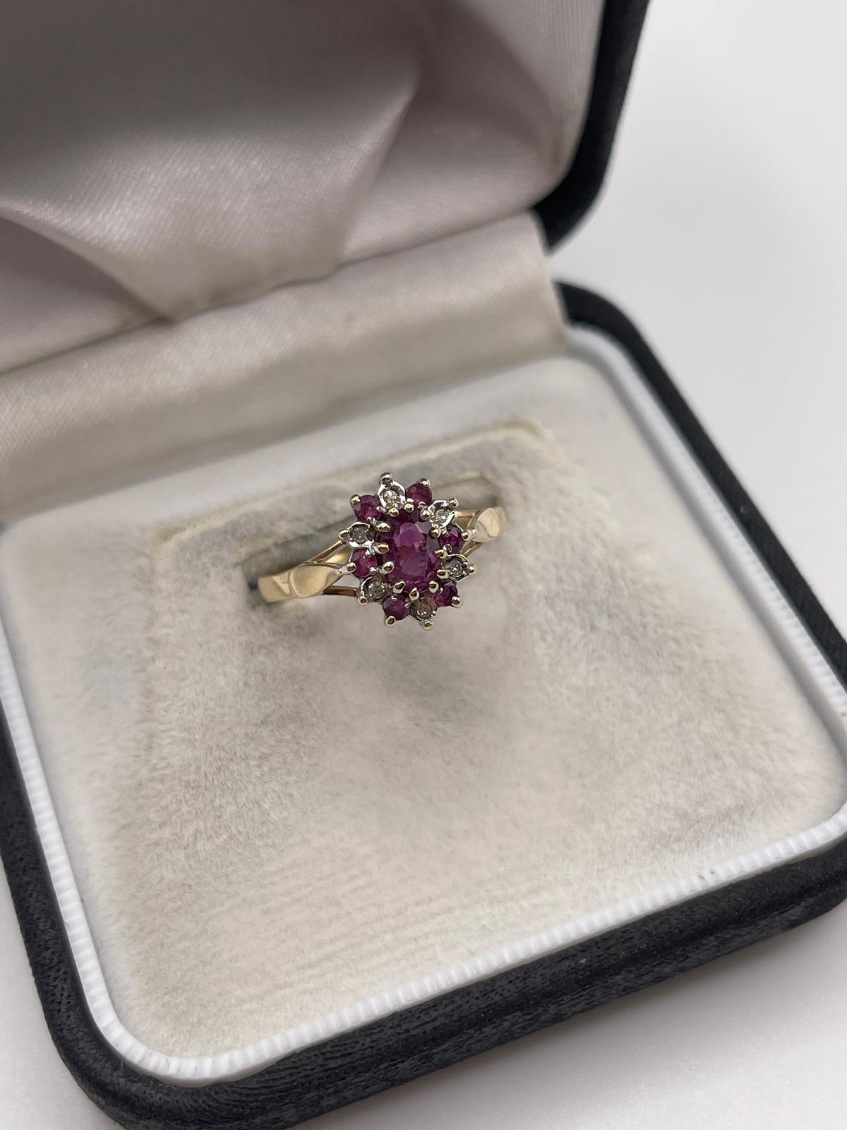 9ct gold ruby and diamond ring