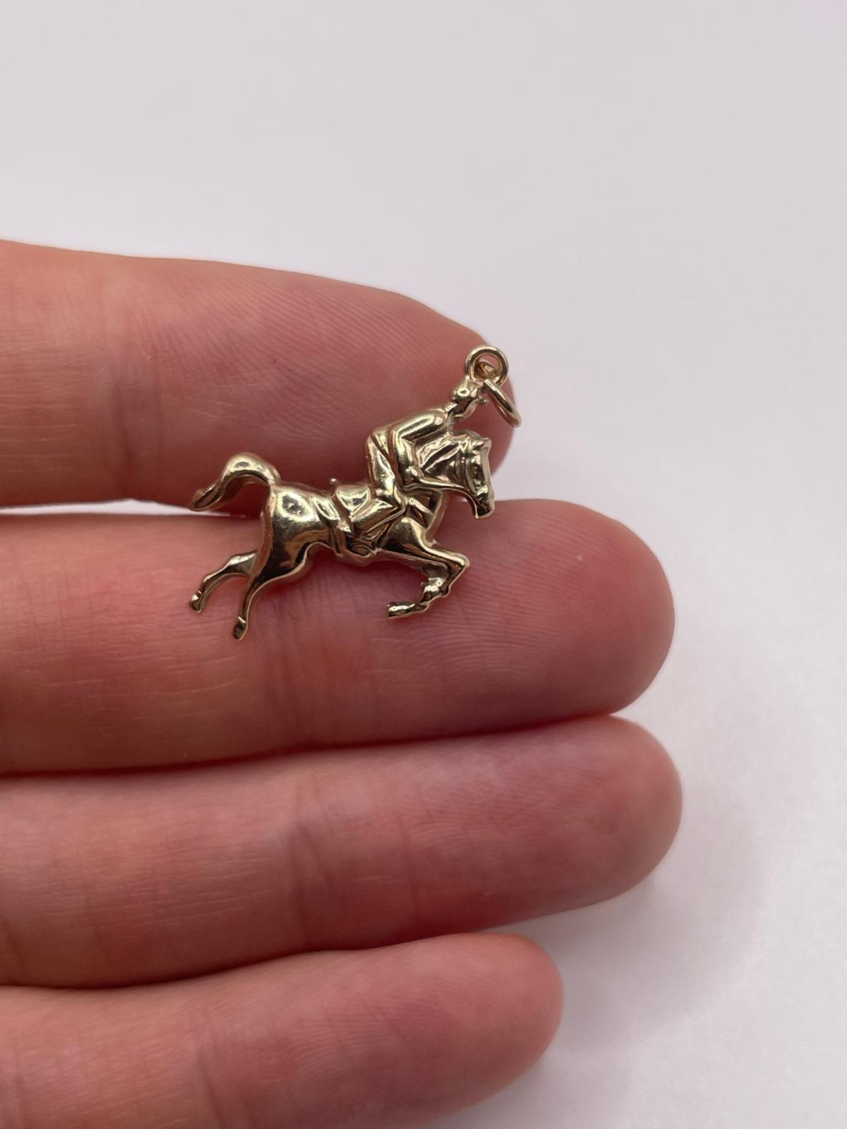 9ct gold jockey riding horse charm