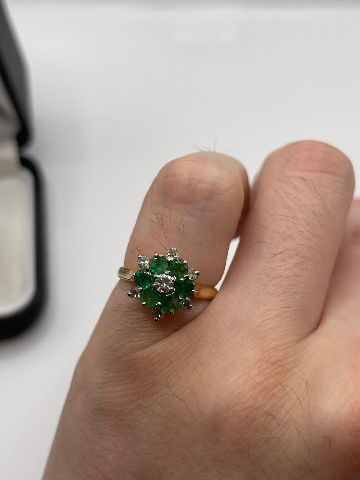 18ct gold emerald and diamond ring