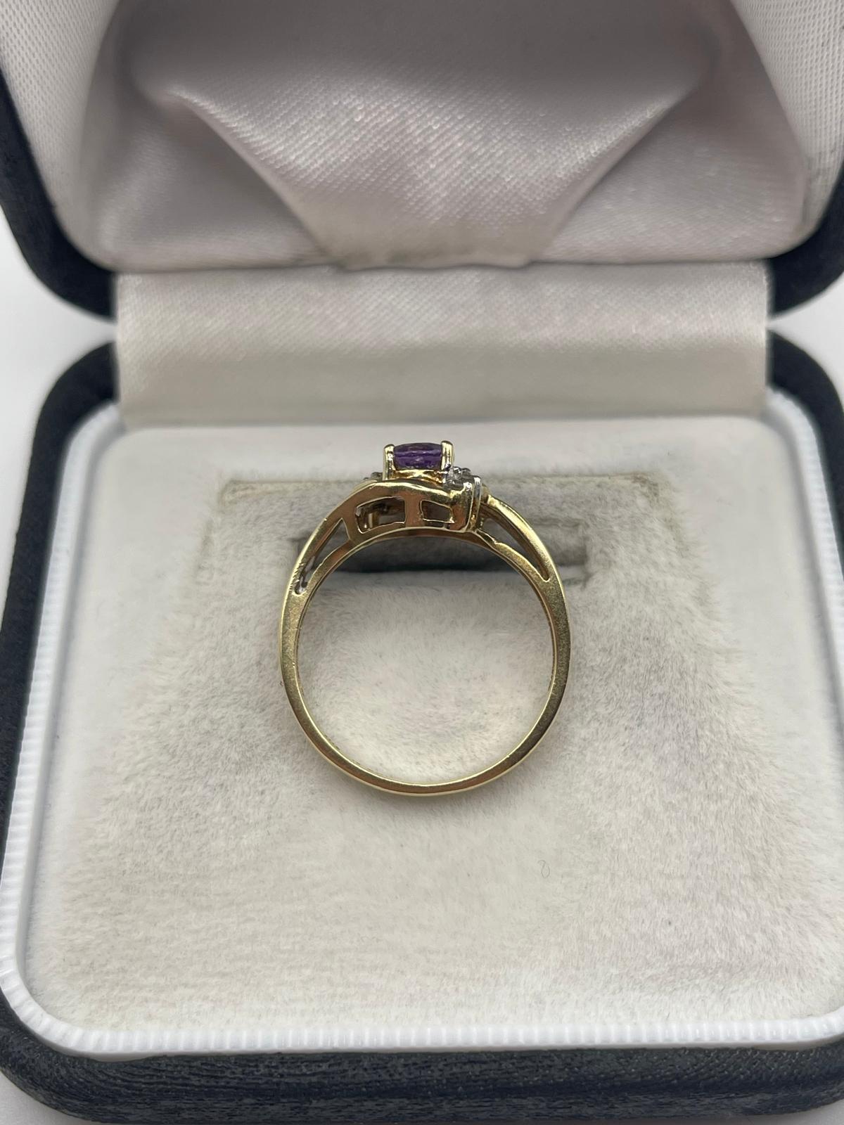 9ct gold amethyst and diamond ring