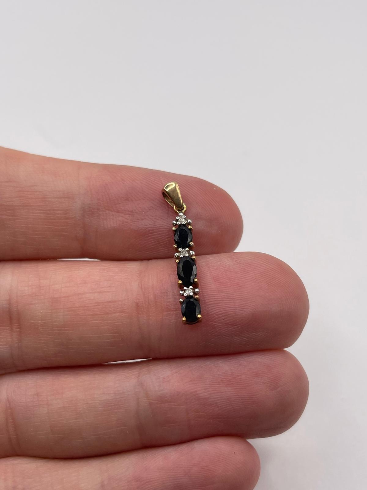 9ct gold sapphire and diamond pendant