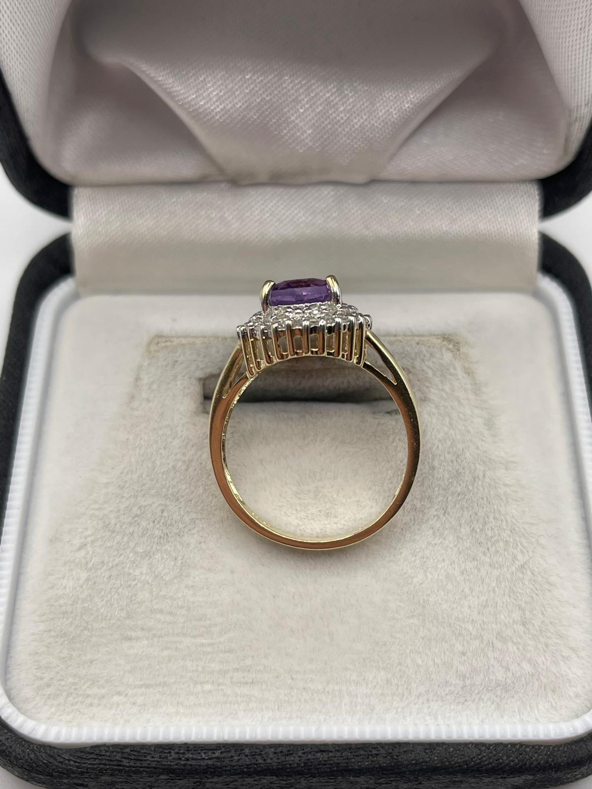 9ct gold amethyst and diamond ring