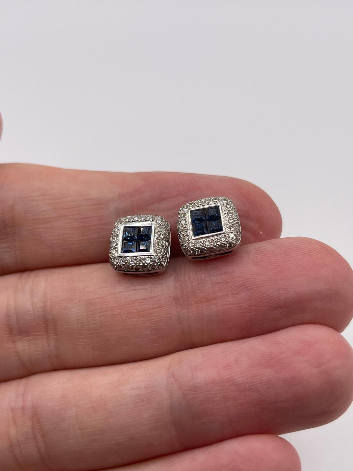 18ct white gold sapphire and diamond earrings