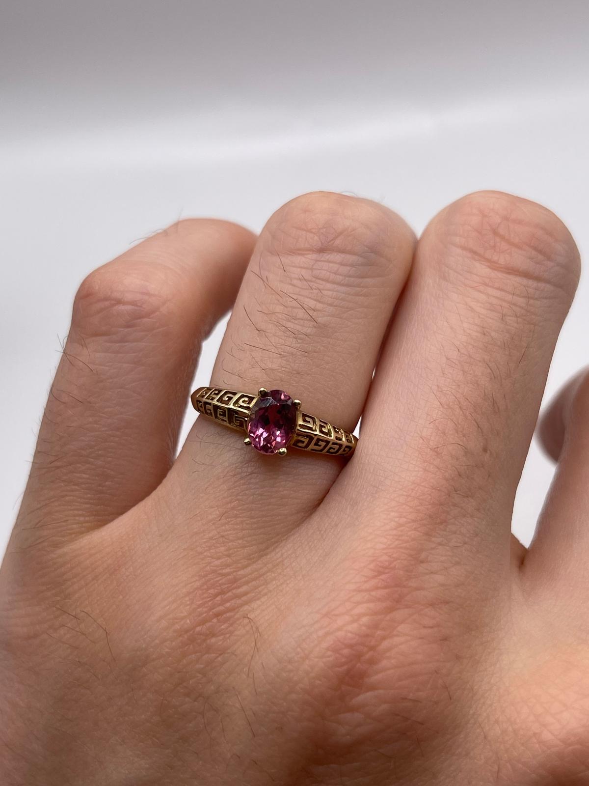 9ct gold tourmaline greek key ring