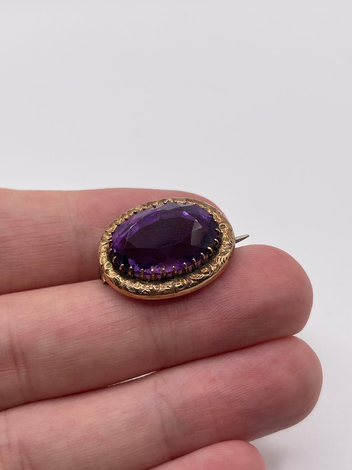 Antique 9ct gold amethyst brooch