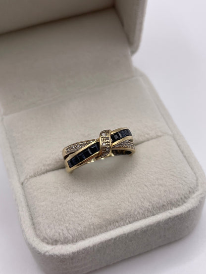9ct gold sapphire and diamond ring