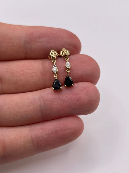 9ct gold sapphire and diamond earrings