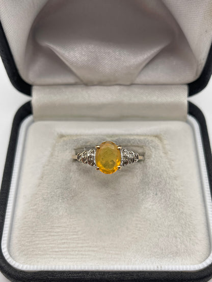 9ct gold opal and diamond ring