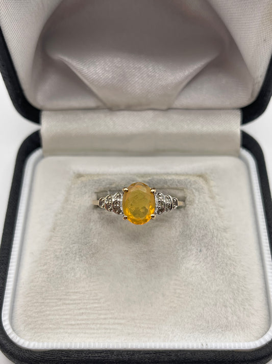 9ct gold opal and diamond ring