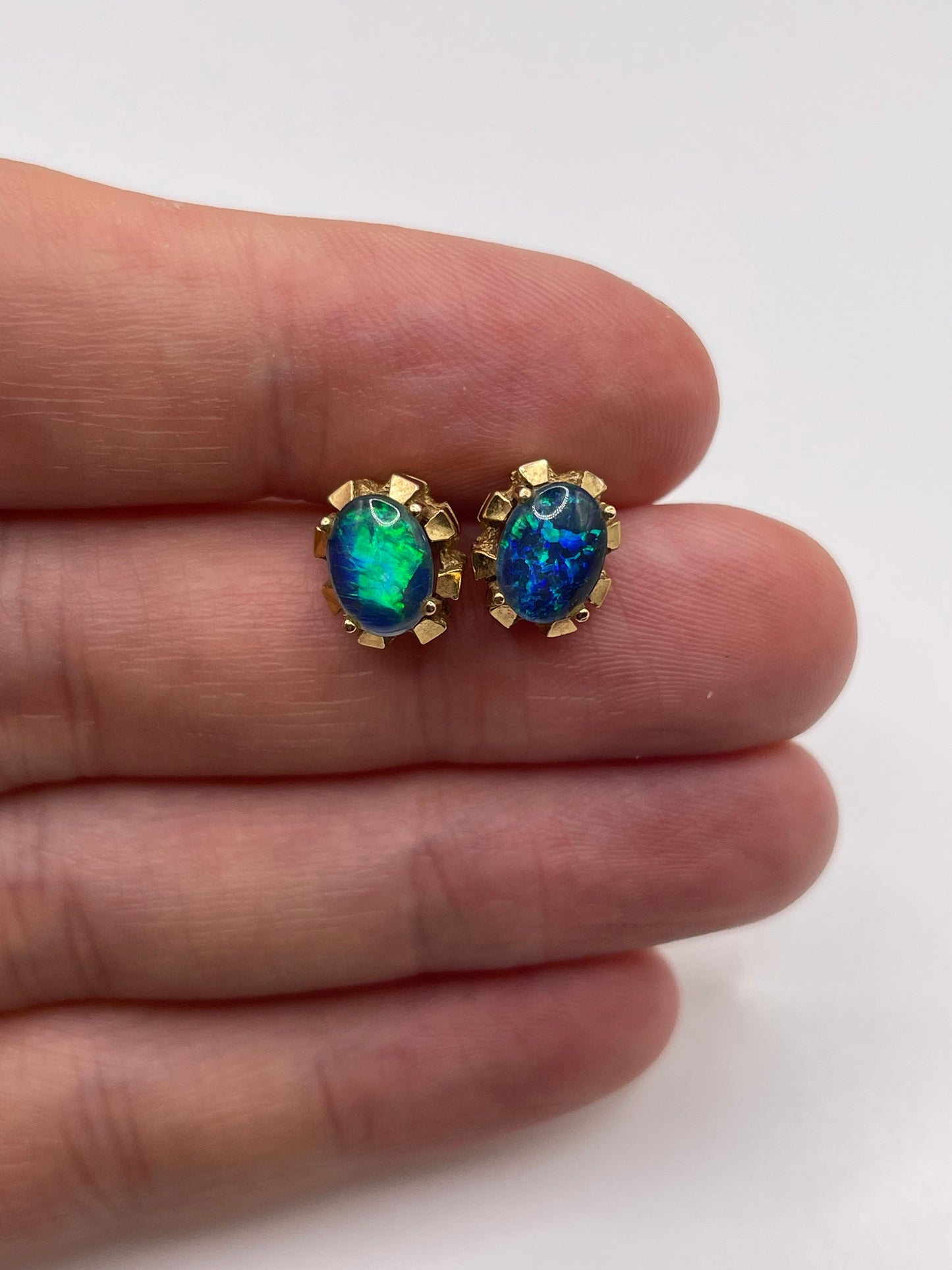 9ct gold opal triplet earrings