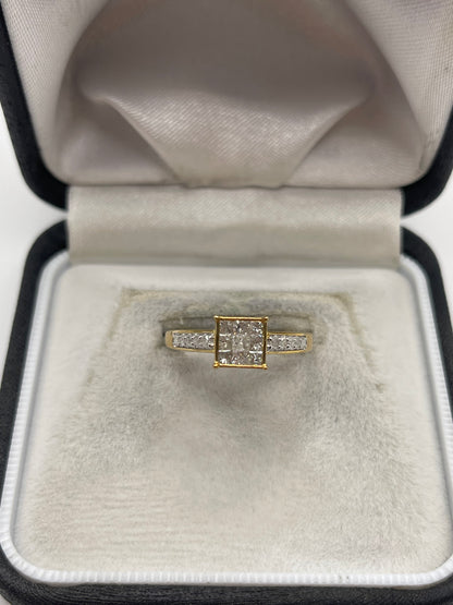 9ct gold diamond cluster ring