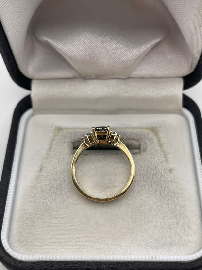 9ct gold sapphire and diamond ring