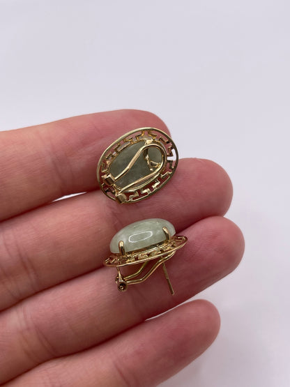 9ct gold jade earrings