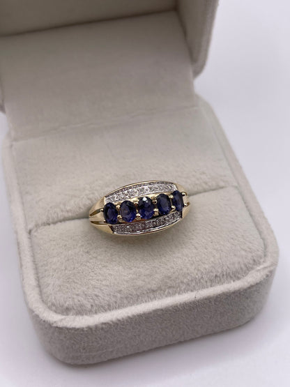 9ct gold iolite and diamond ring