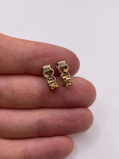 9ct gold quartz and diamond earrings